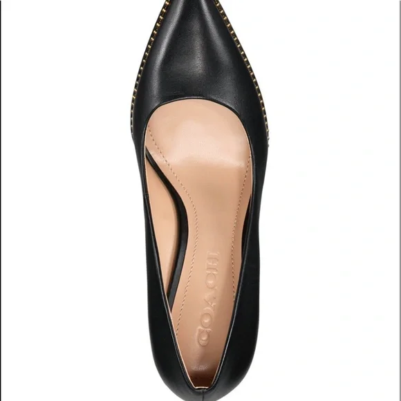 COACH Waverly Beadchain Black Leather Pump, women size 6.6 Excellent Condition - Picture 6 of 6